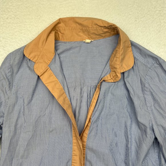 J. Crew | Pinstripe Tunic with Pockets and Tan Accents Long Sleeve Size XS - Picture 3 of 14